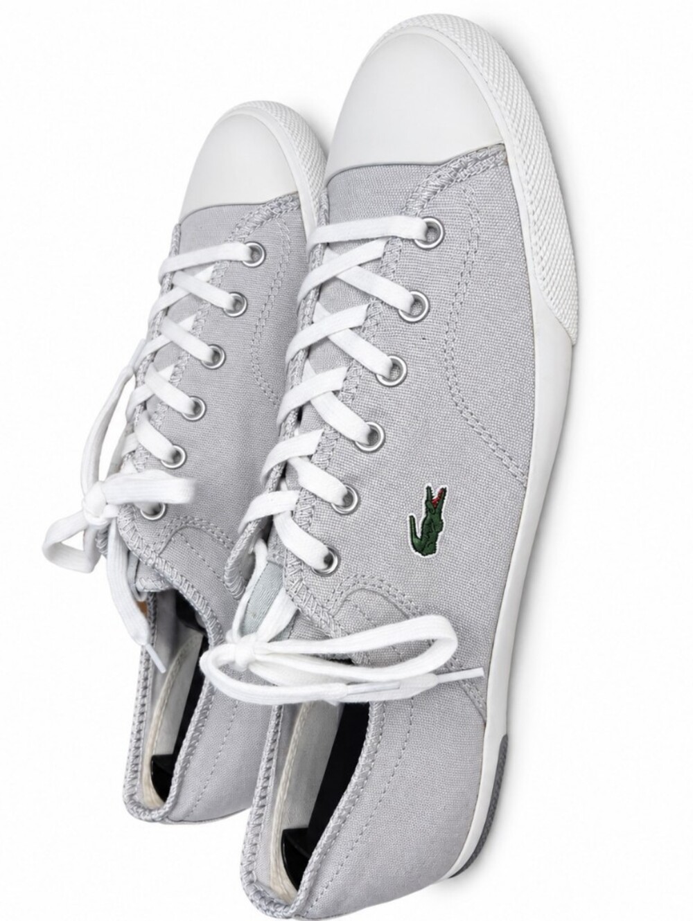 Lacoste Newton SPM Men’s 10.5 Gray Canvas Sneakers White Low Top Preppy Casual